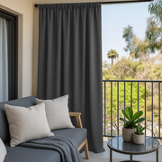 Triple-Weave Outdoor Blackout Balcony Door Curtains - Grey - Rod Pocket