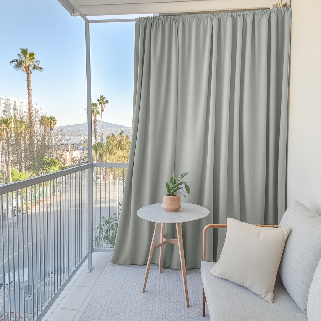 Waterproof and Windproof Outdoor Balcony Curtains - Grey - Rod Pocket
