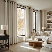 Ecru Heavy Weight Linen Eyelet Curtain - Cotton Lining