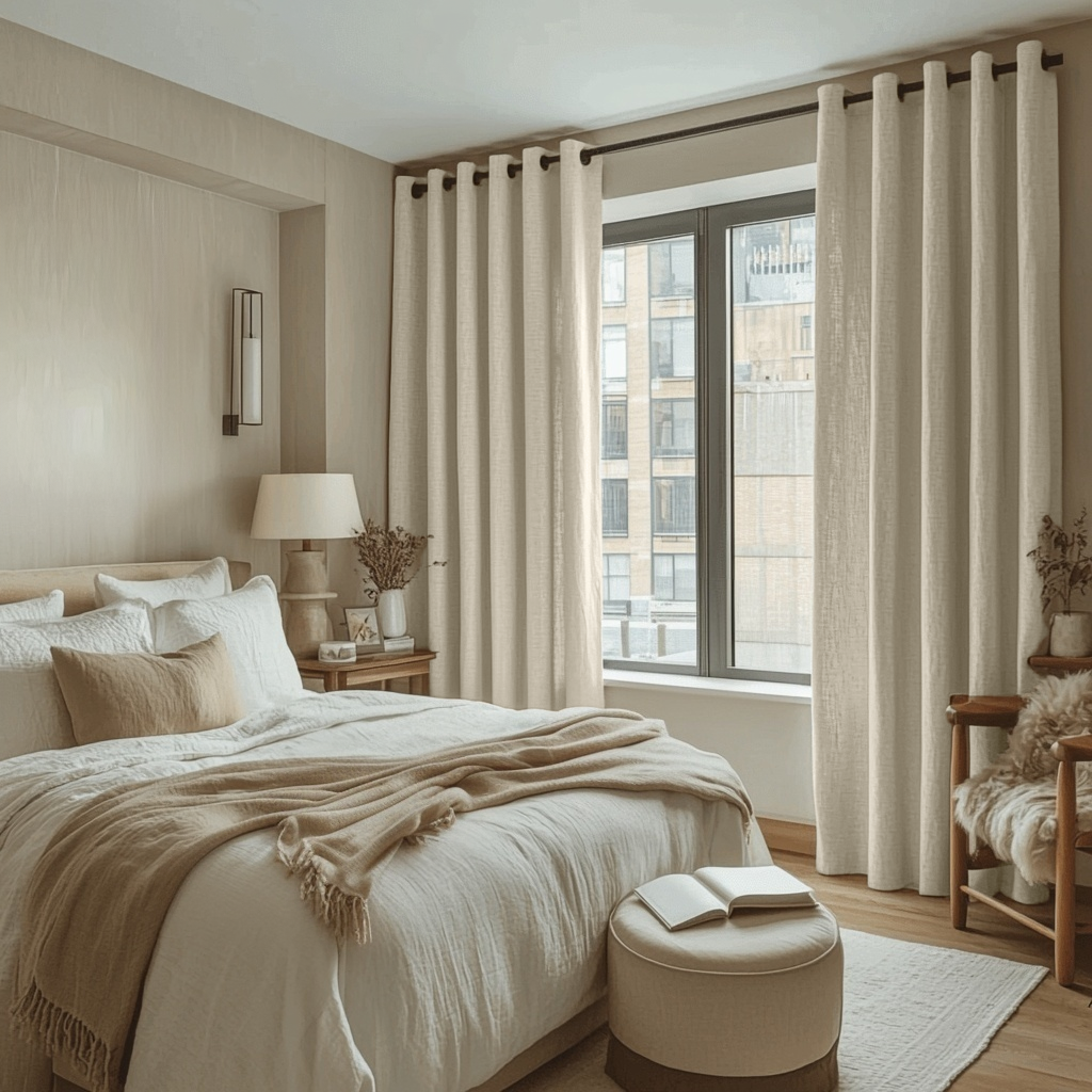 Ecru Heavy Weight Linen Eyelet Curtain