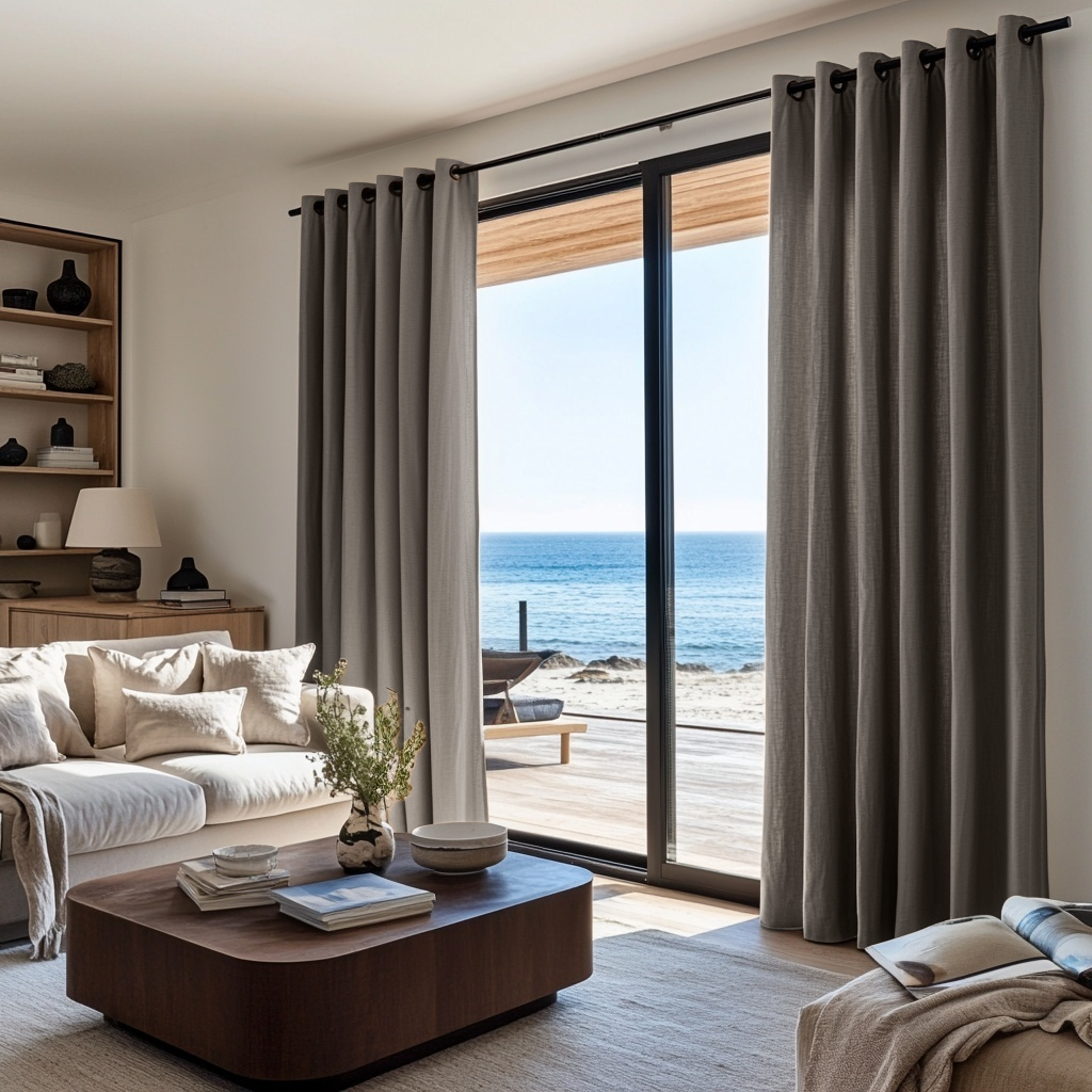 Natural Heavy Weight Linen Eyelet Curtain - Cotton Lining