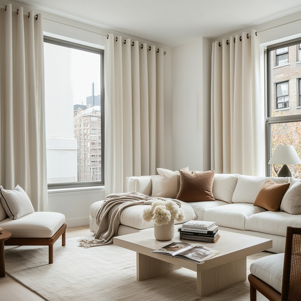 Off-White Heavy Weight Linen Eyelet Curtain - Cotton Lining