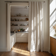 Ecru Heavy Weight Linen Doorway Curtain with Multitape