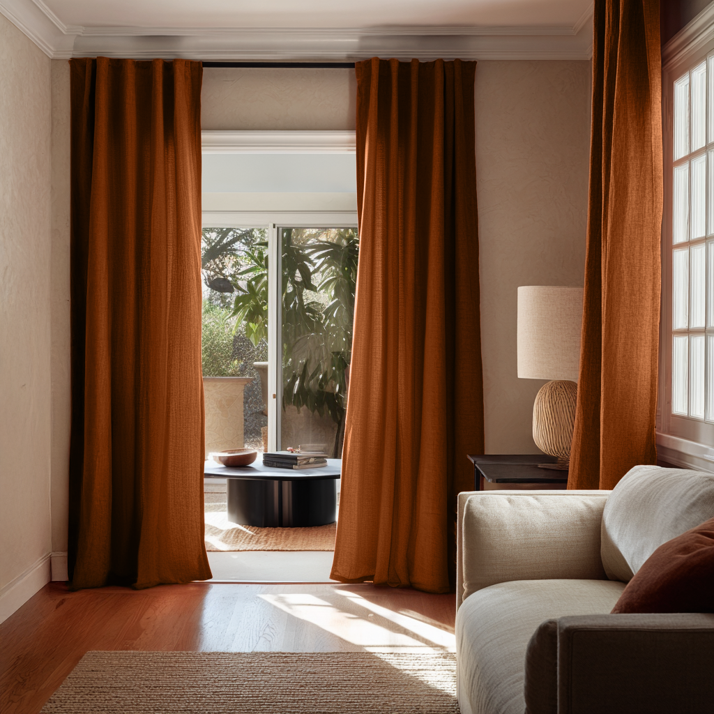 Terracotta Heavy Weight Linen Doorway Curtains with Multitape