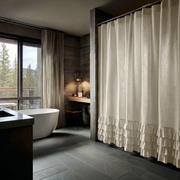Ecru Heavy Weight Linen Ruffled Shower Curtain