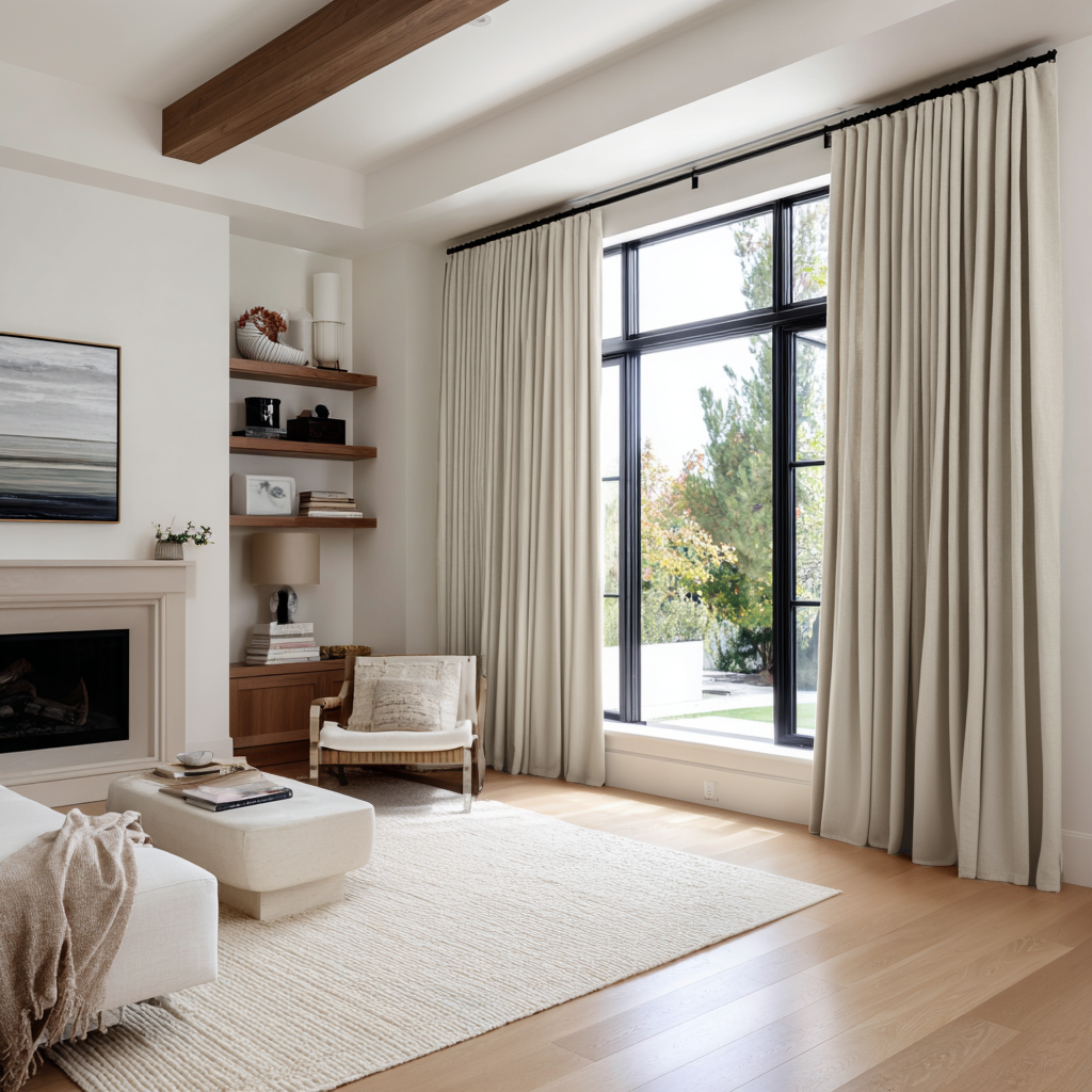 Ecru Heavyweight Linen Soundproof Curtains