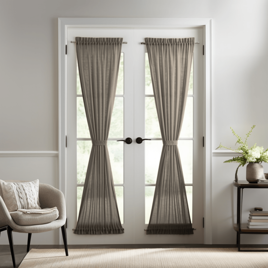 Heavyweight Natural Beige Linen French Door Curtain Panel – Optional Blackout, Thermal or Cotton Lining – Made to Measure