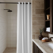 White Hookless Linen Shower Curtain