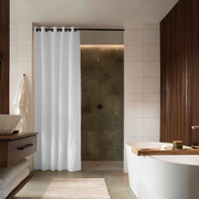White Hookless Linen Shower Curtain
