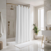 White Hookless Linen Shower Curtain