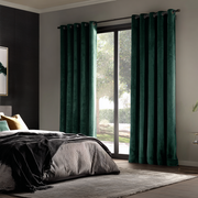 Hunter Green Velvet Blackout Grommet Curtain