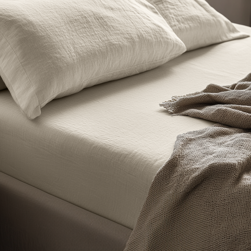 Ecru Beige Heavyweight Linen Extra & Ultra Deep Fitted Sheet