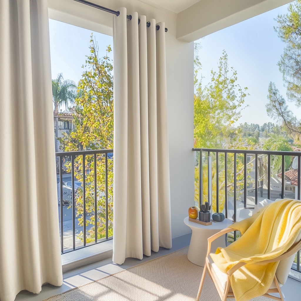 Triple-Weave Outdoor Blackout Balcony Door Curtains - Ivory - Eyelets