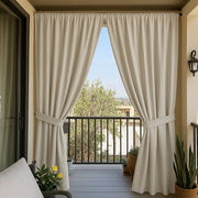 Triple-Weave Outdoor Blackout Balcony Door Curtains - Ivory - Rod Pocket