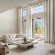 Large Off-White Heavy Weight Linen Eyelet Curtains