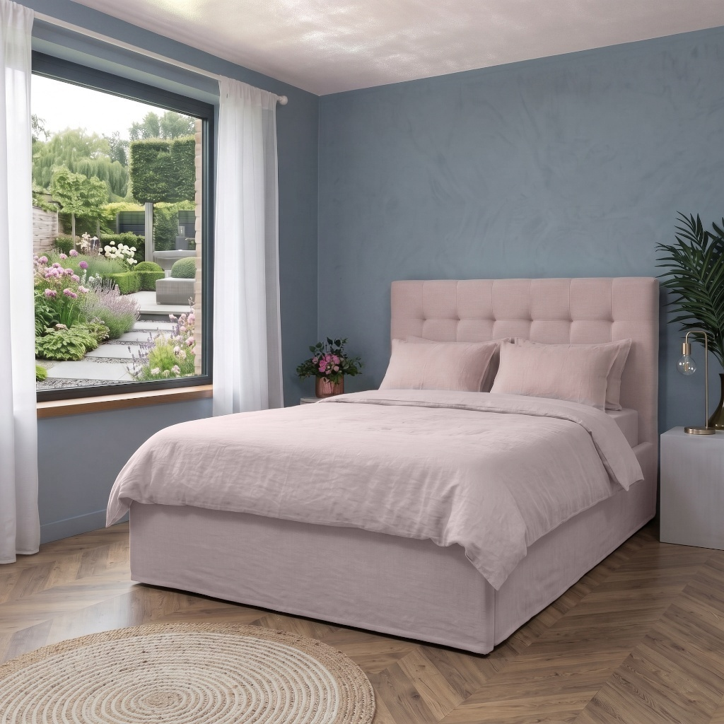 Dusty Pink Linen Tailored Bed Skirt 