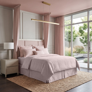 Dusty Pink Linen Bed Skirt with Pleats 
