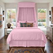 Dusty Rose Linen Bed Skirt with Pleats 