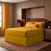 Mustard Yellow Linen Tailored Bed Skirt 