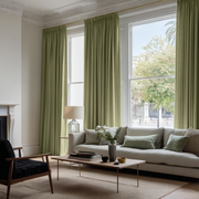 Olive Green Linen Pencil Pleat Curtains