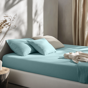 Aquamarine Blue Linen Extra & Ultra Deep Fitted Sheet