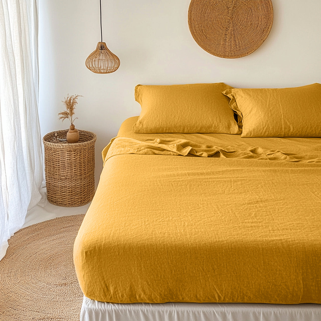 Mustard Yellow Linen Extra & Ultra Deep Fitted Sheet