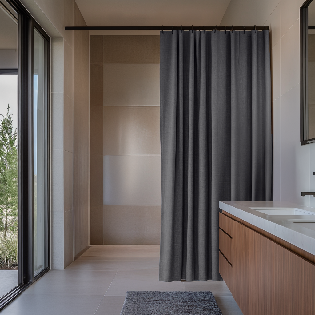 Dim Grey Linen Shower Curtain