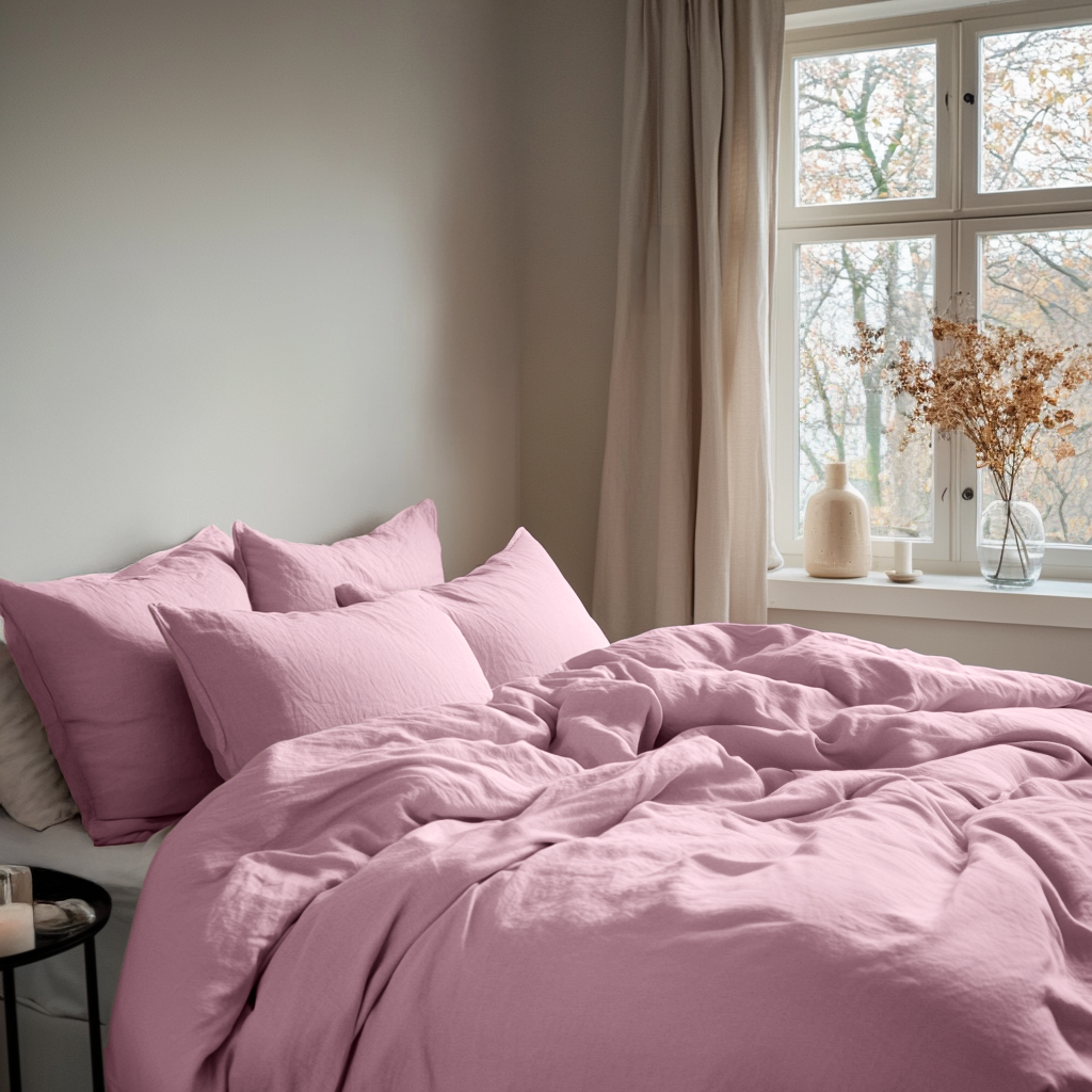 Dusty Rose Linen Duvet Cover