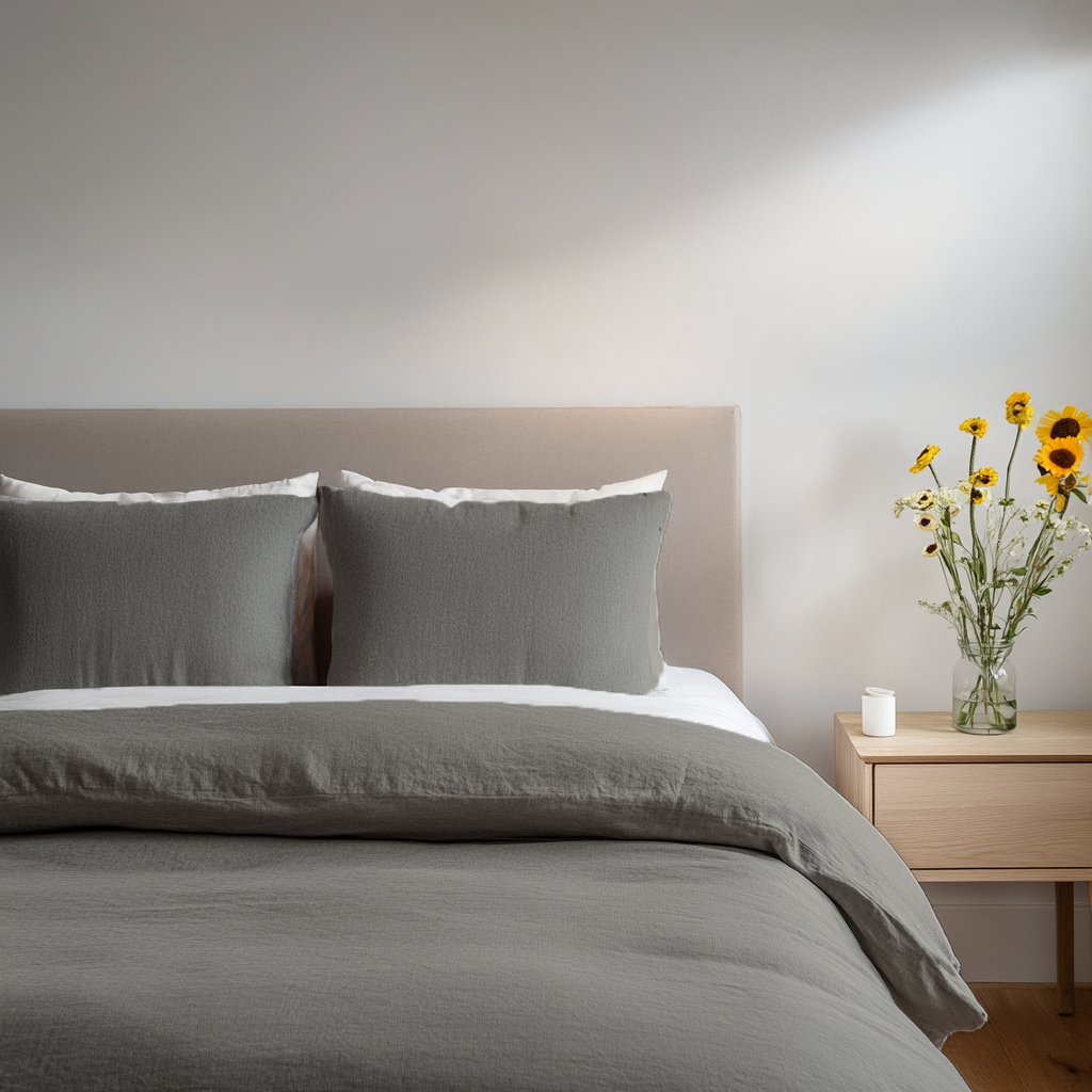 Dim Grey Washed Linen Duvet Cover Set