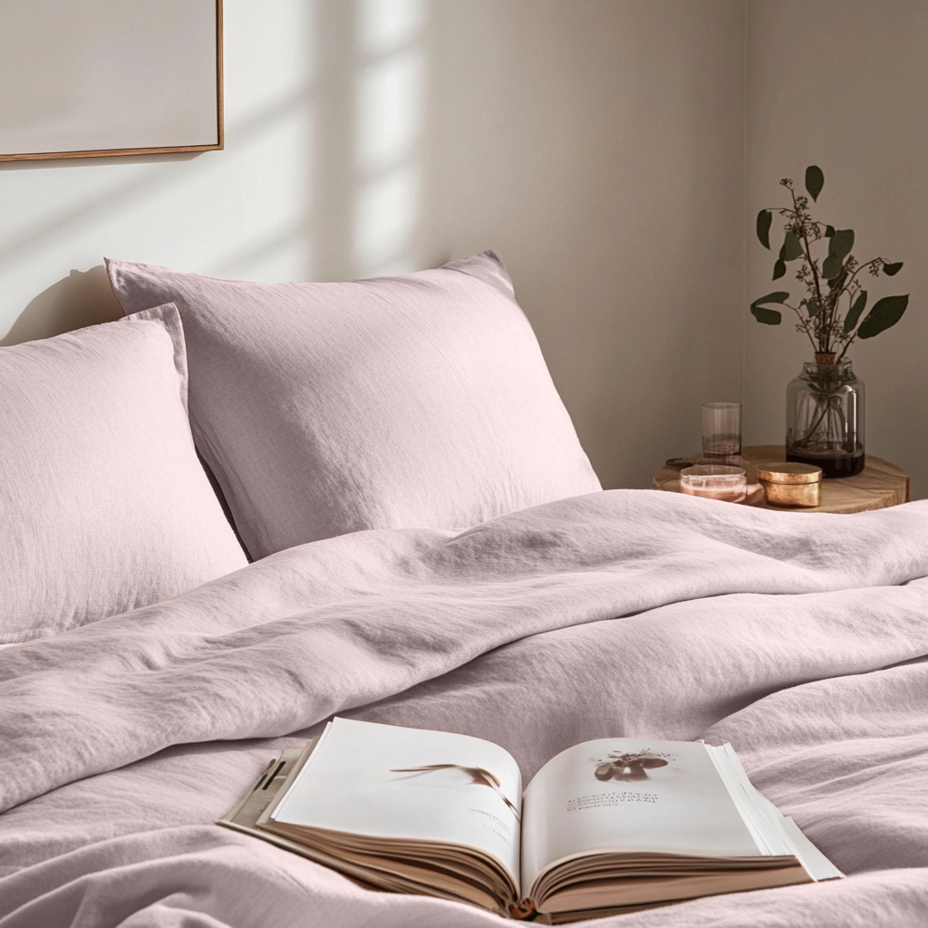Dusty Pink Washed Linen Duvet Cover Set