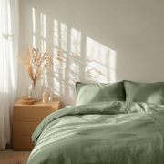 Sage Green Washed Linen Duvet Cover Set