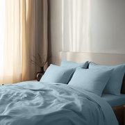 Sky Blue Washed Linen Duvet Cover Set