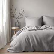 Stone Grey Washed Linen Duvet Cover Set