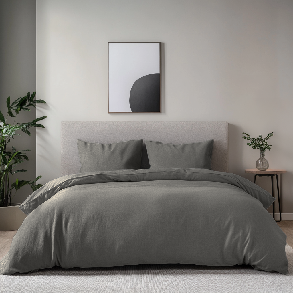 Dim Grey Washed Linen Duvet Cover Set