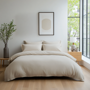 Ecru Washed Heavy Weight Linen Duvet Cover Set