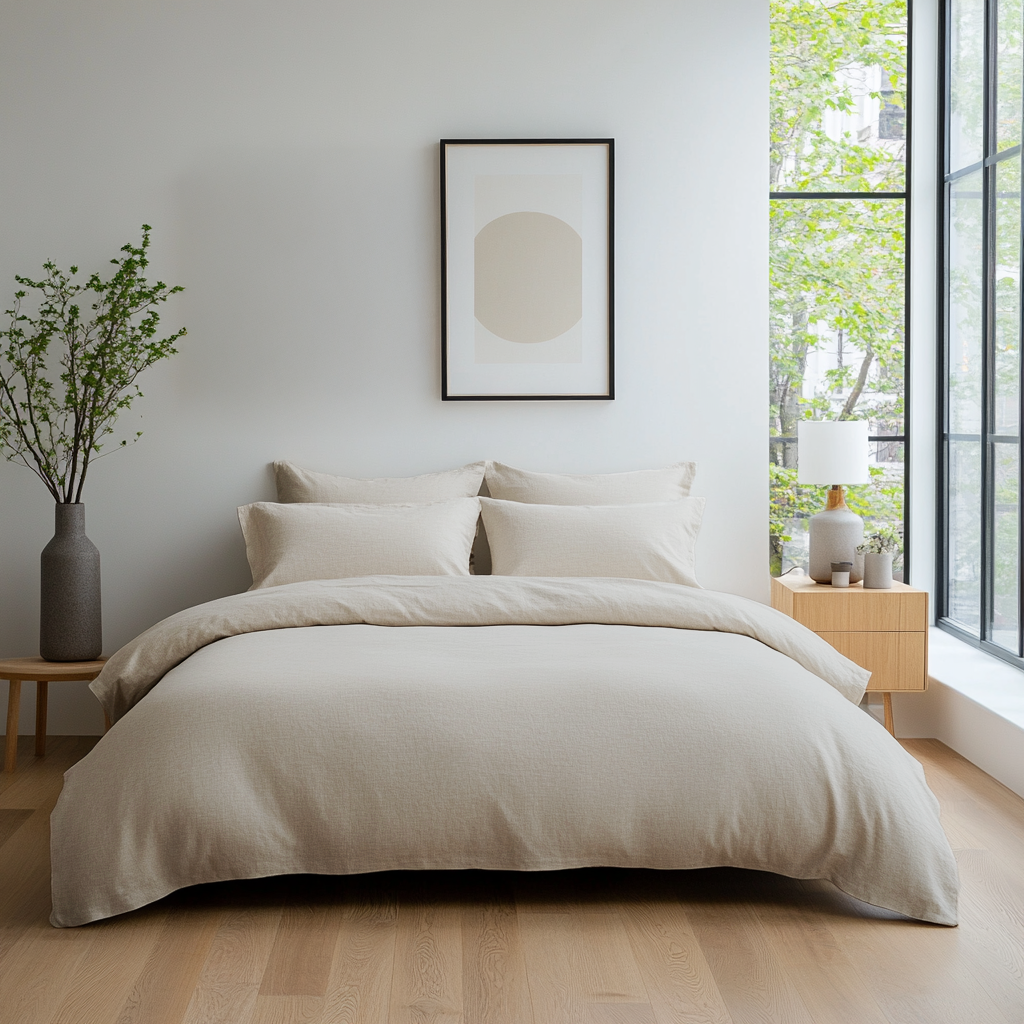Ecru Washed Heavy Weight Linen Duvet Cover Set