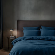 Peacock Blue Washed Linen Duvet Cover Set
