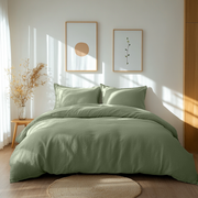 Sage Green Washed Linen Duvet Cover Set