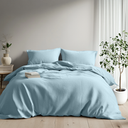 Sky Blue Washed Linen Duvet Cover Set