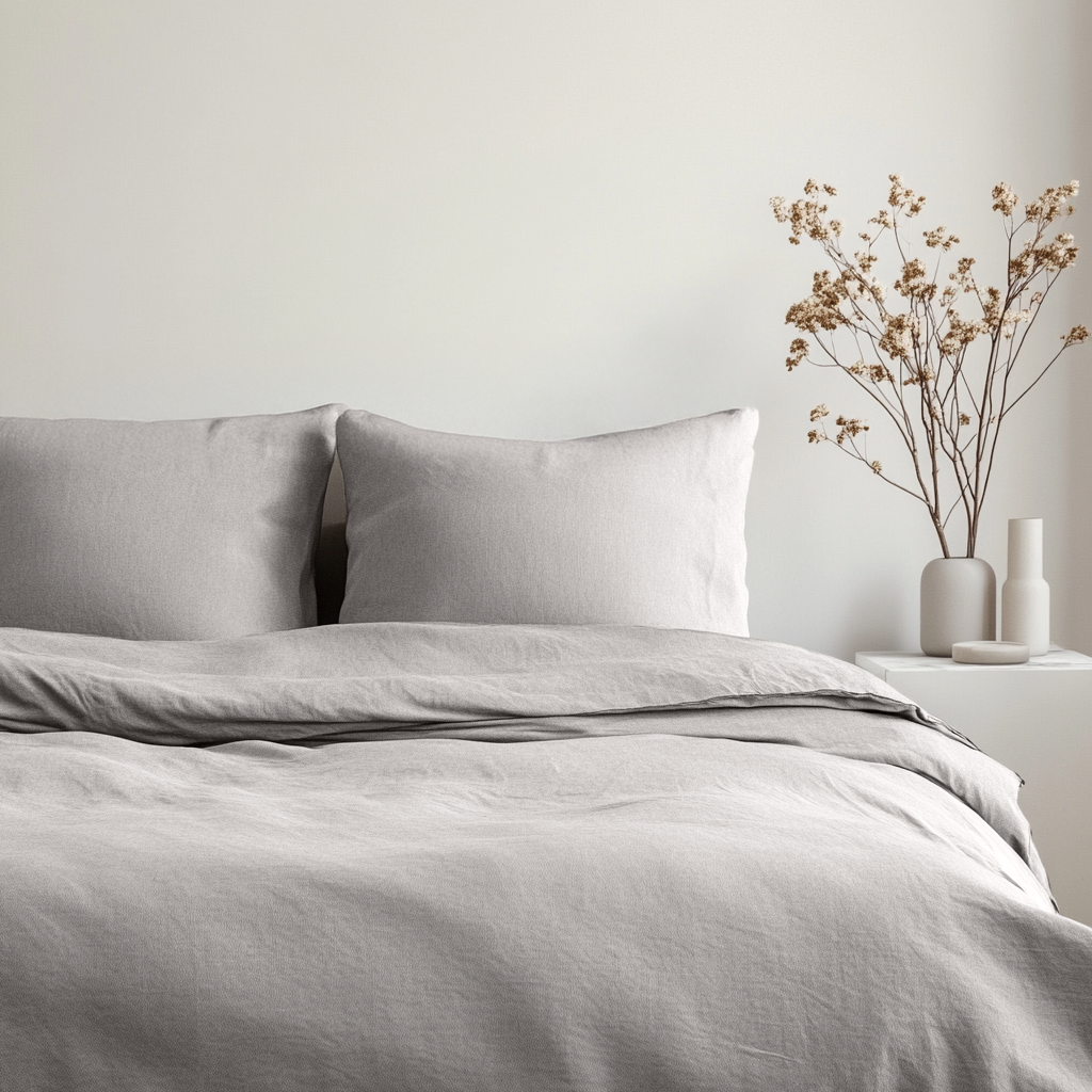 Stone Grey Washed Linen Duvet Cover Set