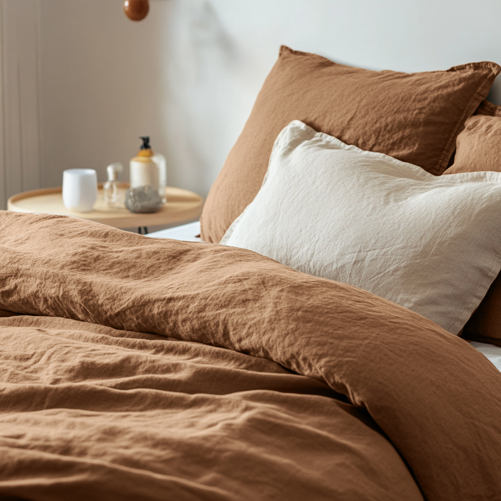 Tawny Brown Linen Duvet Cover