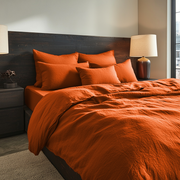 Burnt Orange Linen Duvet Cover