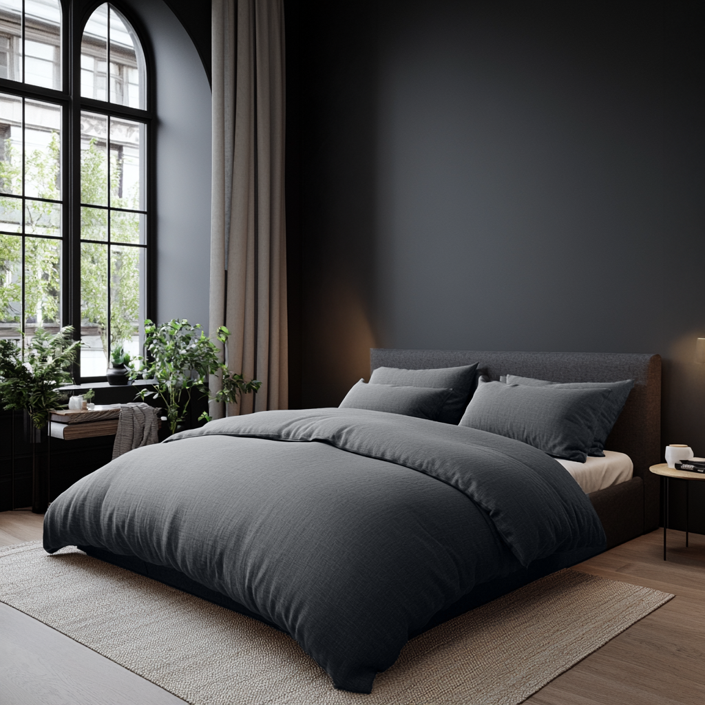 Charcoal Grey Linen Duvet Cover