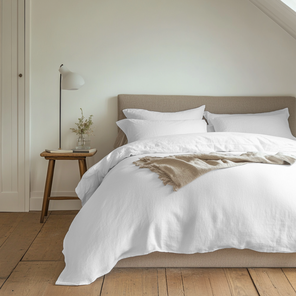 White Luxury Linen Duvet Cover -100% Natural Washed Linen - King, Single, Double, Superking, Emperor Sizes