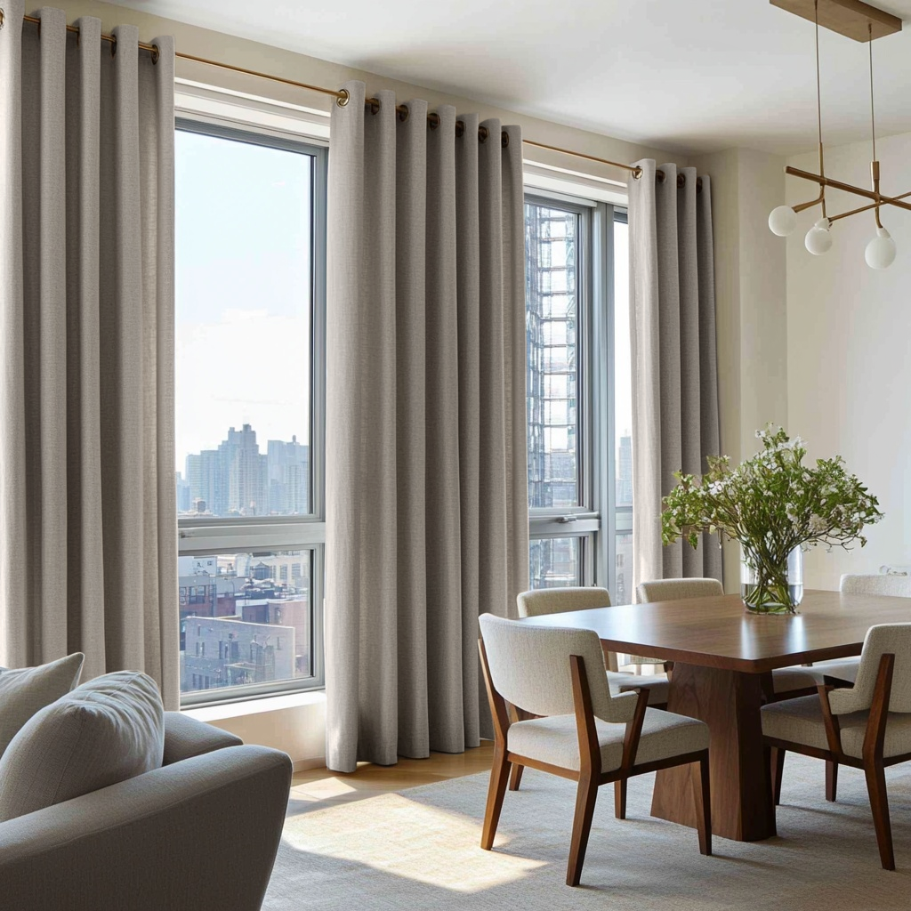 Natural Linen Eyelet Curtains - Cotton Lining