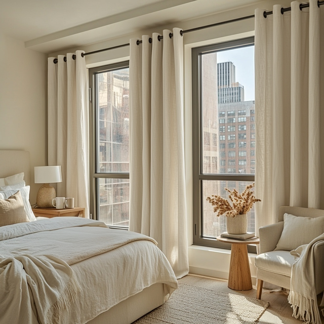 Cream Linen Eyelet Curtains With Grommets – Ring Top Curtains – Sizes ...