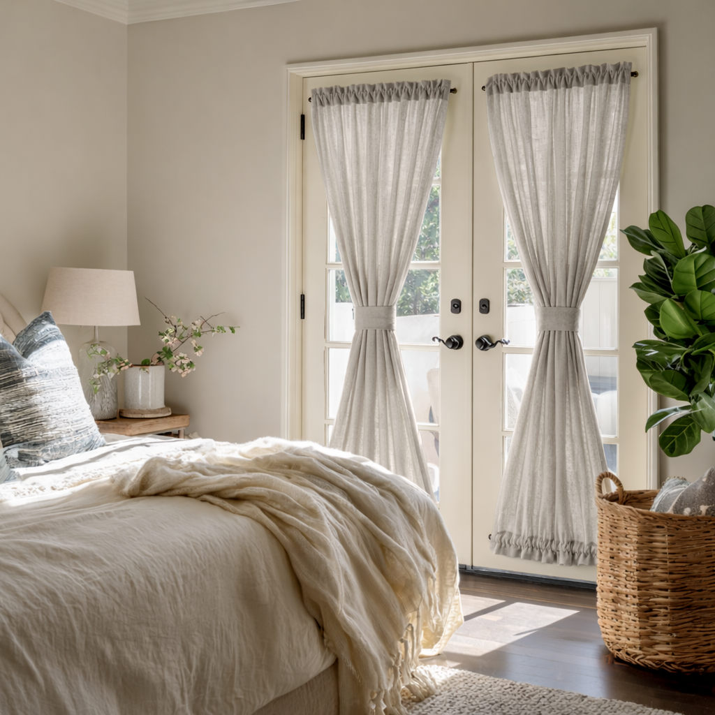 Natural Linen French Door Curtains