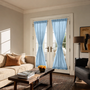 Sky Blue Linen French Door Curtains