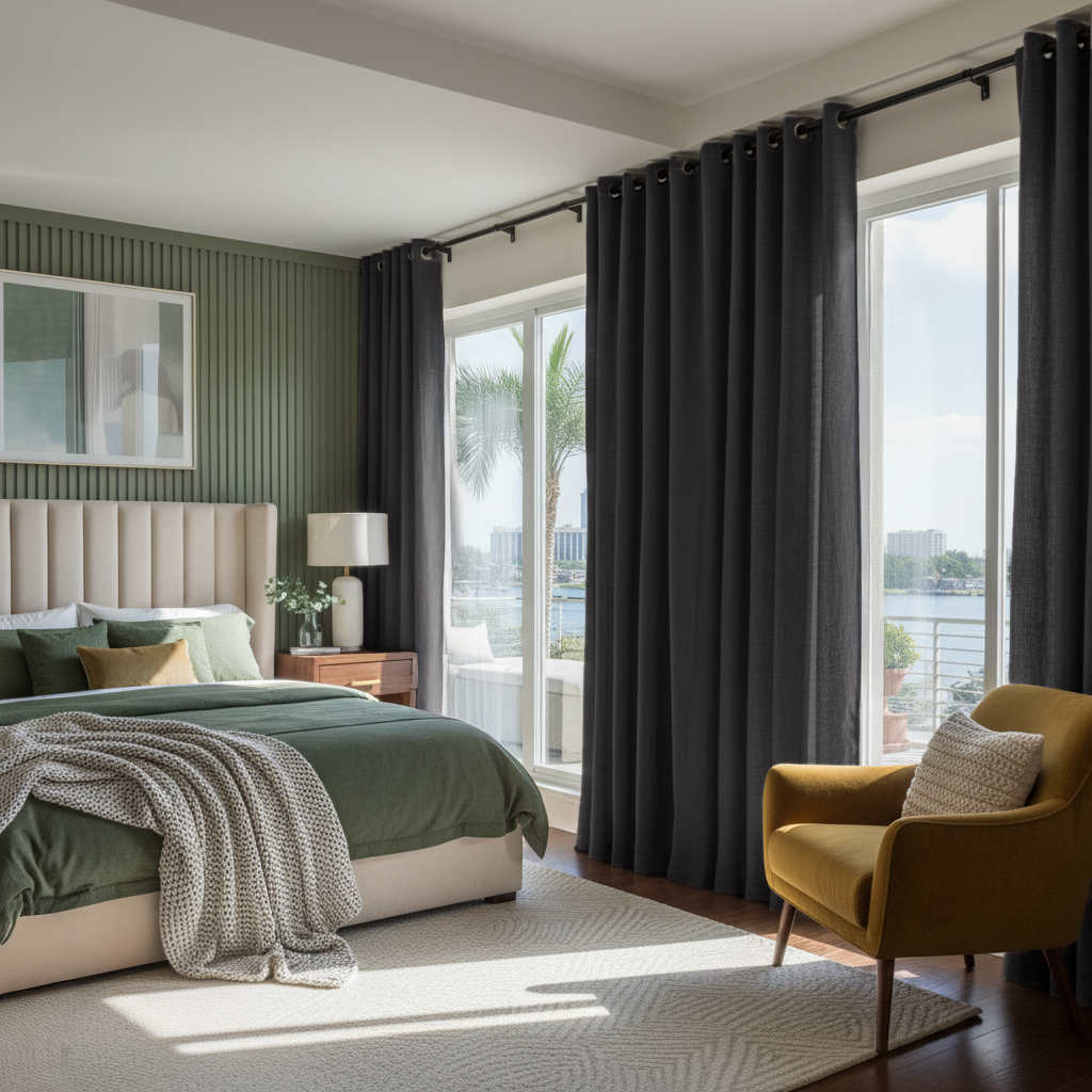 Charcoal Grey Linen Eyelet Curtain - Cotton Lining