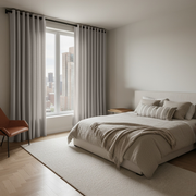 Stone Grey Linen Eyelet Curtains - Cotton Lining